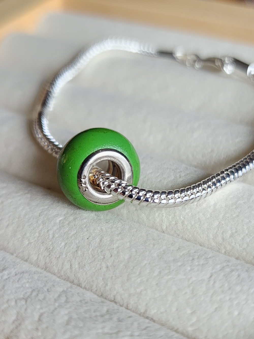 925 Sterling Silver Matte Vibrant Green Charm